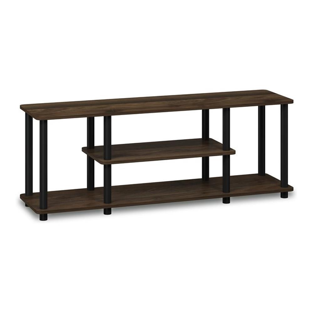 Pemberly Row Turn-N-Tube Entertainment TV Stand for TV up to 50" in Walnut/Black