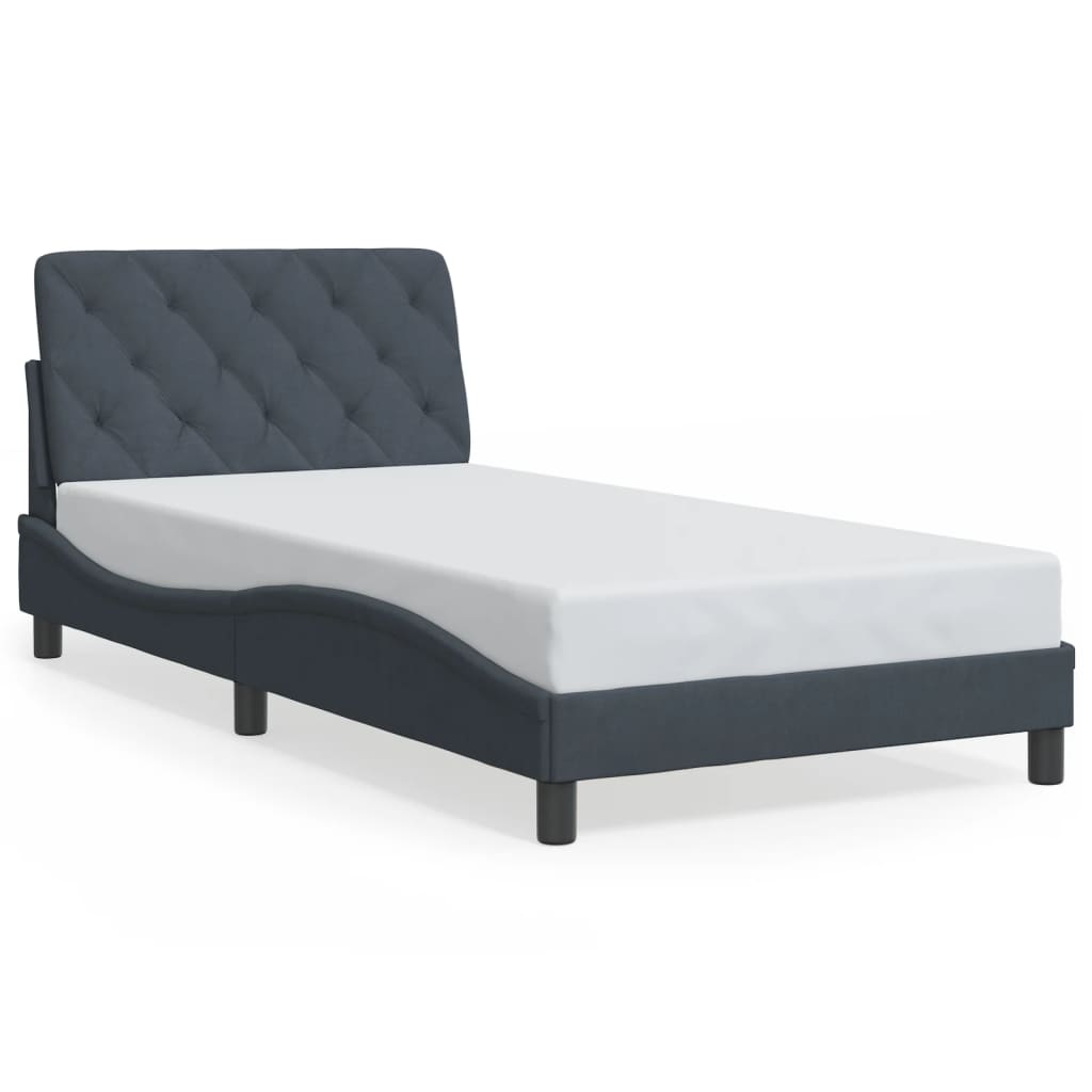 vidaXL Bed Frame with Headboard Dark Grey 100x203 cm Velvet