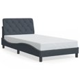 thumbnail image 1 of vidaXL Bed Frame with Headboard Dark Grey 100x203 cm Velvet, 1 of 5