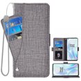thumbnail image 1 of OnePlus 8 Pro Case, iCoverCase Genuine Leather Wallet Case Slim Fit Folio Book Design with Stand and Card Slots Flip Case Cover for OnePlus 8 Pro (Gray), 1 of 5
