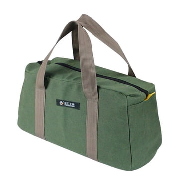 yulier Wide Mouth Mechanics Tool Bag Canvas Large Capacity Tool Storage Bag Portable Tool Organizer Tote Bag for Cars and Home, Storage Wrenches Screwdrivers Pliers (Green 14 inch)