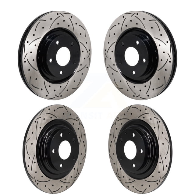 DS-One Front Rear Coated Drilled Slotted Disc Brake Rotors Kit for Car 2016-2023 Mazda CX-9 KD-100648