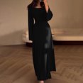 thumbnail image 2 of Yuyuzo Spring Dresses for Women 2024 Long Sleeve Crewneck Sweater Dress Ribbed Knit Flowy A Line Maxi Dresses, 2 of 5