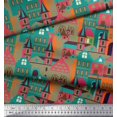 thumbnail image 2 of Soimoi Green Moss Georgette Fabric Architectural Structure Architectural Printed Craft Fabric by the Yard 42 Inch Wide, 2 of 5
