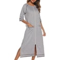 thumbnail image 3 of yievot Robe de Maison pour Femmes Longue à Fermeture Éclair devant Peignoirs Chemises de Nuit avec Poches Tenue d'Intérieur, 3 of 5