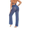 thumbnail image 4 of FOCUSNORM Women Hollow Out Pants Solid Color Elastic High Waist Trousers, 4 of 7