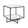 thumbnail image 1 of Table d'Appoint en Verre, Table Basse Moderne avec Rangement à 2 Niveaux, Cadre en Métal Noir pour la Maison, le Salon, la Chambre - KJS-00359, 1 of 5