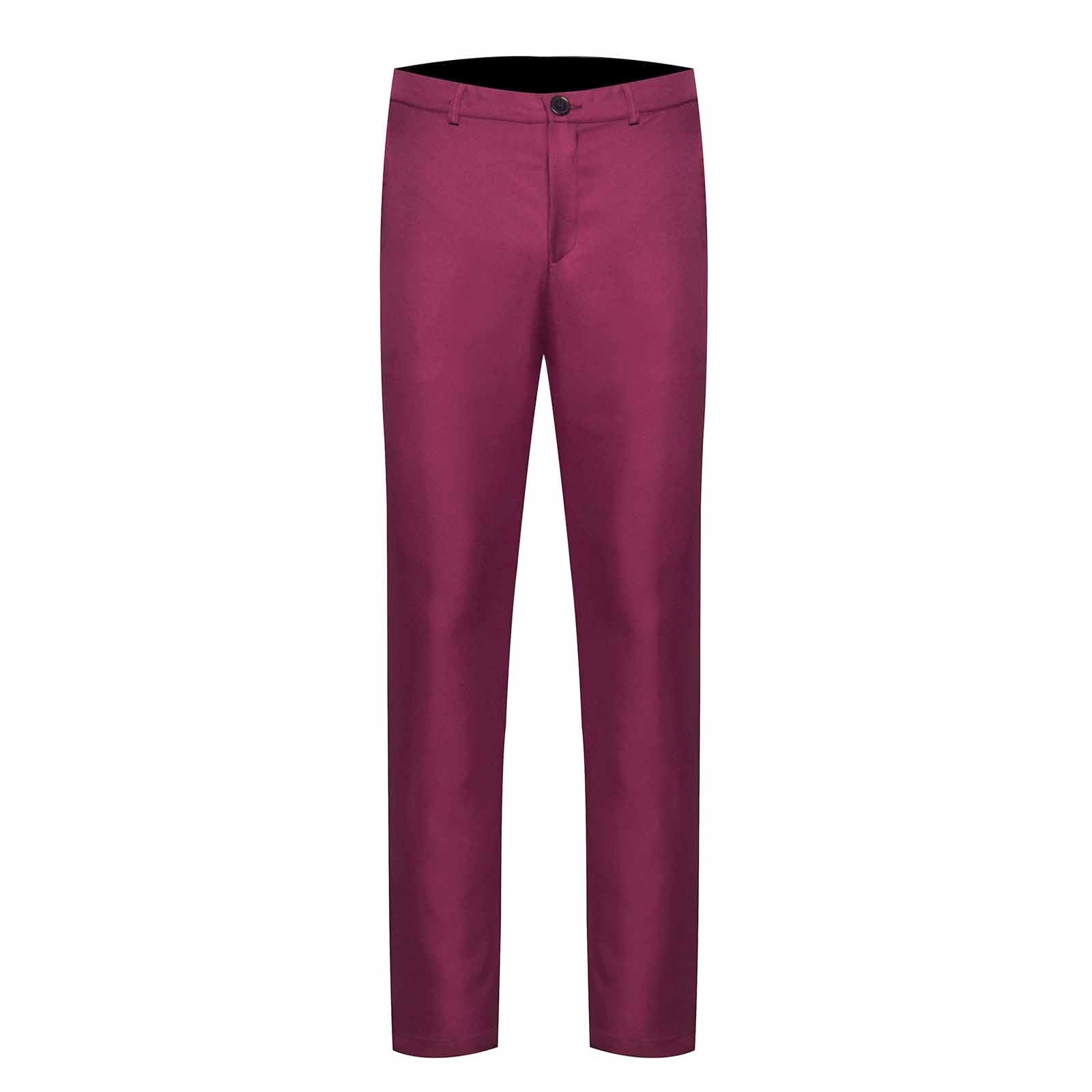 Yuyuzo Mens Plus Size Business Pants Staight Leg Formal Work Suit Pants Solid Color Mid Waist Trousers