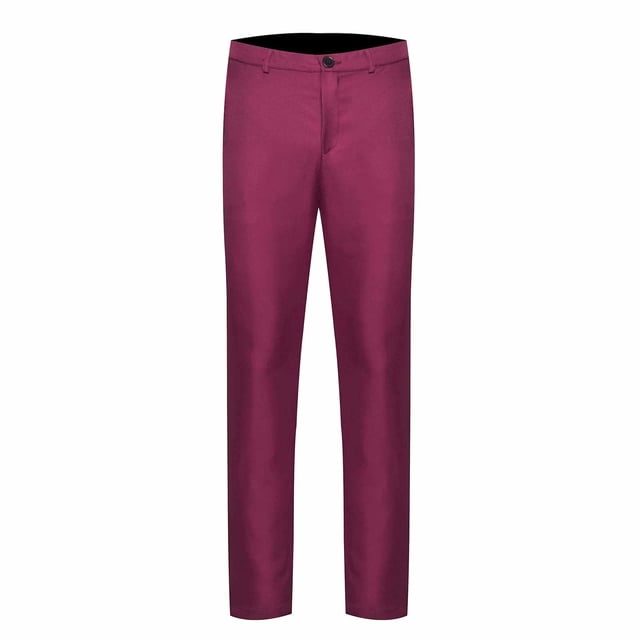 Yuyuzo Mens Plus Size Business Pants Staight Leg Formal Work Suit Pants Solid Color Mid Waist Trousers