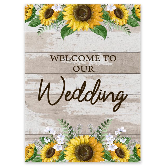 Darling Souvenir MADE WITH LOVE Sunflower BorderLargeWelcomeSign, Decorative PosterWelcomeTo Our Wedding Poster For Easel Wedding Collection- 18x12