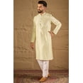 thumbnail image 2 of DWEEP SARA Men’s Green Silk Blend Embroidered Long Kurta 42 Straight Fit Festive Ethnic Wear with Side Slits, 2 of 7