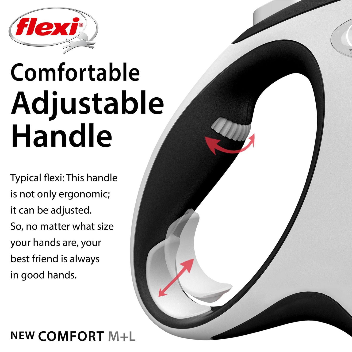 Flexi New Comfort Laisse à Ruban Rétractable pour Grand Chien, Noir, 8m/26 Pieds