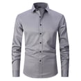 thumbnail image 1 of Chemise à Manches Longues Homme Chemise Habillée à Manches Longues pour Hommes Coupe Régulière Décontractée Boutonnée Unie à Manches Longues Col Rabattu Blouse et Chemise Homme Chemise à Manches Longues Homme Chemises à Manches Longues, 1 of 3