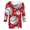 thumbnail image 4 of SMihono Hauts pour Femmes Été Chic Décontracté Mode Féminine Manches Courtes Col Rond Rétro Imprimé Ample Blouse Manches Trois-Quarts T-shirt Oversize pour Femmes, 4 of 4