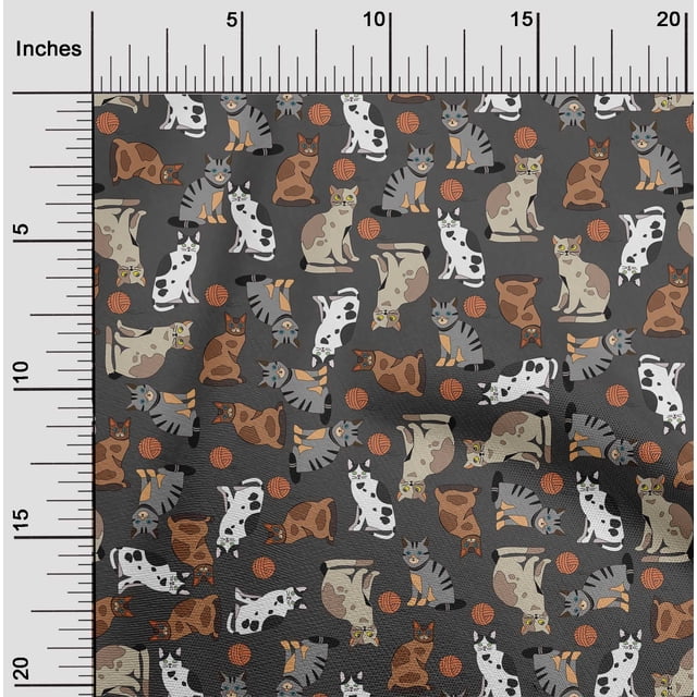 oneOone Viscose Jersey Gray Fabric Cat Dress Material Fabric Print Fabric By The Yard 60 Inch Wide-R6L