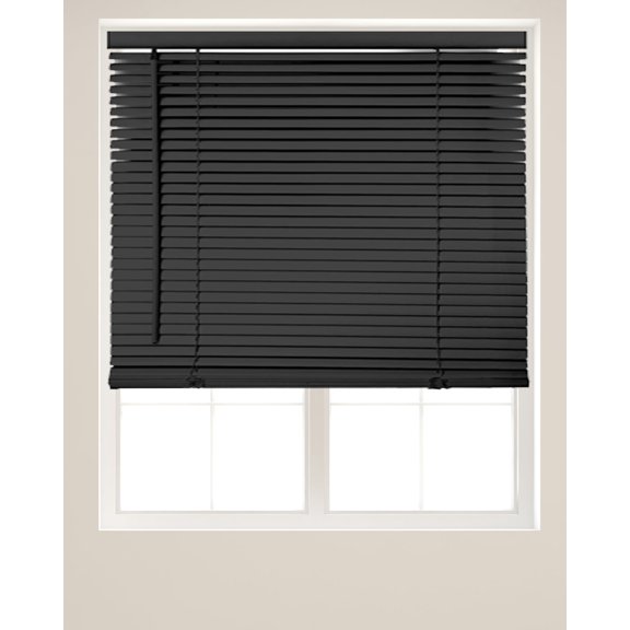 Cordless Vinyl Window Blinds, Horizontal Mini Slats for Privacy and Light Filtering, Black