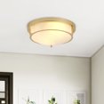 thumbnail image 1 of Gold Flush Mount Ceiling Light with Frosted Glass Shade, E26 Base, Classic Round Ceiling Lighting Fixture for Hallway, Bedroom, Patio, 1 of 6