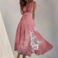thumbnail image 3 of DEELLEEO Robe d'Automne pour Femmes! Robe de Cocktail Grande Taille Portefeuille Décolleté en V Profond Sans Manches à Fleurs Robes Évasées Ligne A Bohème Maxi Fête Invitée de Mariage Robes, 3 of 5
