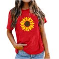 thumbnail image 2 of EGNMCR T-Shirts pour Femmes Mode pour Femmes Col Rond Manches Courtes Hauts à Imprimé de Tournesol de Pâques, 2 of 7
