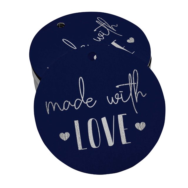 Inkdotpot Real Silver Foil Made With Love Text Tag Favor Hang Paper Tag 50 Piece