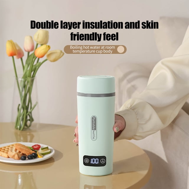 Kcavykas Home, Kitchen, Refrigerator Storage,Travel Electric Kettle Portable Small Mini Tea Coffee Kettle Water Boiler, 350ml Water Heater with 4 Temperature Control,304 Stainless Steel