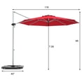 thumbnail image 3 of Costway Parasol Déporté de Patio 11 Pieds Rotation à 360 Degrés Inclinaison en Aluminium Rouge, 3 of 10