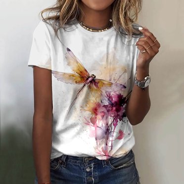 T-shirt Décontracté d'Été pour Femmes, Mode, Col Rond, Manches Courtes, Imprimé Floral, Haut T-Shirt Décontracté pour Femmes, Col Roulé, Chandails de Compression pour Dames, Femmes à Manches Longues, T-Shirts d'Été pour Femmes, Grande Taille, Manches Longues