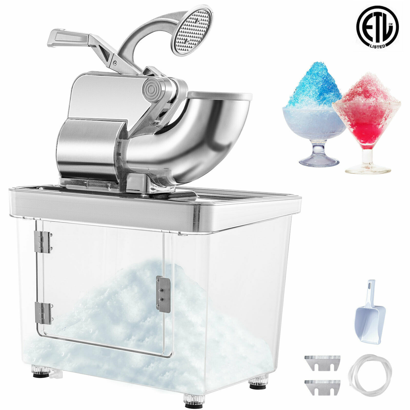VEVOR Machine Commerciale pour Cônes de Neige, Rasoir à Glace à Double Lames Broyeur de Glace, 300 W