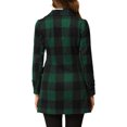 thumbnail image 3 of INSPIRE CHIC Manteau à Carreaux à Double Boutonnage à Manches Longues avec Revers Cranté pour Femmes Vert, 3 of 8