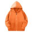 thumbnail image 2 of Milgrthf Unisexe Garçons Filles Chandails d'Automne Sport Décontracté Manches Longues Fermeture Éclair Complète Mignon Col Ras du Cou Basique Couleur Unie Chandails à Capuchon Chandail avec Poche Orange 9-10 Ans, 2 of 5