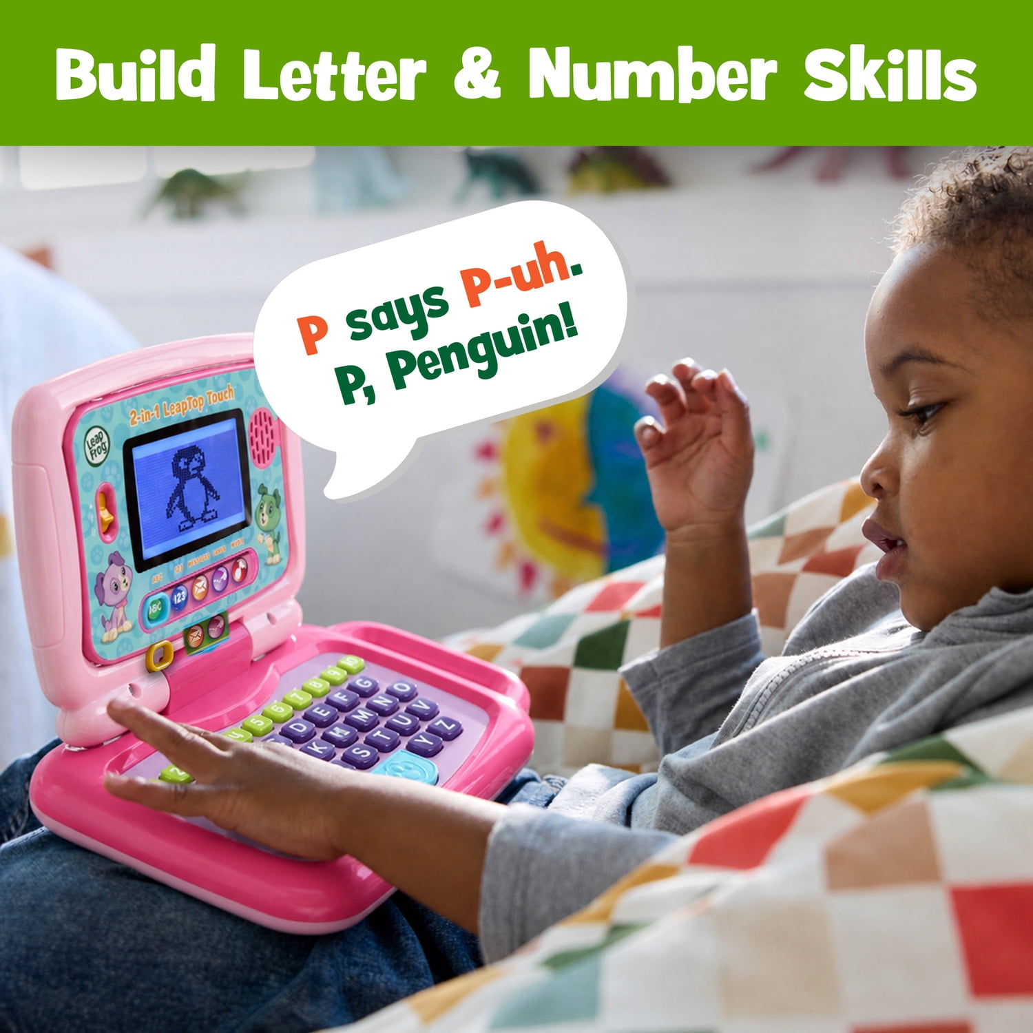 LeapFrog 2-in-1 Leaptop Touch, Pink, Interactive Toddler Learning