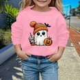 thumbnail image 1 of PMVFHDE Chandails à Capuchon et Chandails pour Filles Mode Enfants Halloween Mignon Imprimé Col Rond Sans Capuche Chandail à Manches Longues pour Filles Rose, 3-4 Ans, 1 of 3