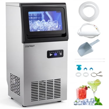 Costway Machine à Glaçons Commerciale 110 Lb/24 H, Machine à Glace en Acier Inoxydable avec Capacité de 25 Lb