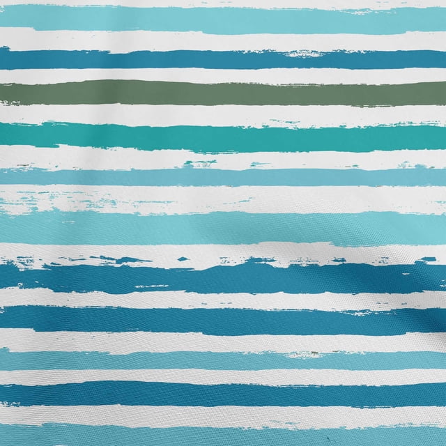 oneOone Polyester Spandex Turquoise Blue Fabric Stripes Sewing Craft Projects Fabric Prints By Yard 56 Inch Wide