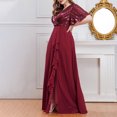 thumbnail image 4 of Ovzne Robes pour Femmes Robe pour Femme Robe Grande Taille pour Femme à Col en V Taille Haute Robe à Paillettes Robe de Vacances à Manches Courtes Liquidation, 4 of 7