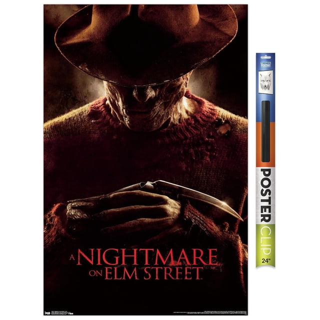 Un Cauchemar sur Elm Street - Affiche Murale 2010, 22,375 Pouces x 34 Pouces Montrant une Vue Centrée de Freddy Krueger Portant une fedora Brune et un Chandail Rouge et Vert Usé, Tenant Son Gant en Métal avec des Lames Courbées, Imprimée sur du Papier d'Affiche Lustré Idéale pour une Déco Murale à Thème d'Horreur Ou un Encadrement.