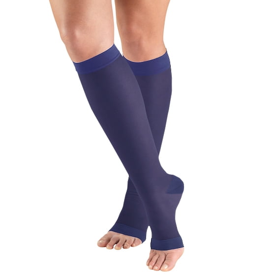 Truform Bas Transparents Jusqu'au Genou, Bout Ouvert : 15 - 20 mmHg, Violet, Très Grand