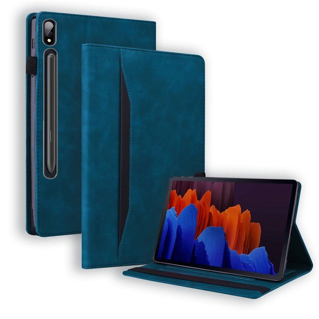 For Samsung Galaxy Tab S9 S8 S7 Plus FE Ultra Case PU Leather Business Tablet for Galaxy Tab S9 S8 S7 FE Plus Ultra Book Cover Blue Galaxy Tab S9 Ultra