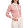 thumbnail image 1 of INSPIRE CHIC Women's Color Block Button Down Long Sleeve Work Shirt S Pink, 1 of 7