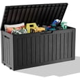 thumbnail image 1 of Coffre de Terrasse en Résine de 75 Gallons, Coffre de Rangement Extérieur Verrouillable pour Meubles, Outils de Jardin et Rangement d'Outils, Boîtes de Rangement Extérieures Étanches - Noir, 1 of 7