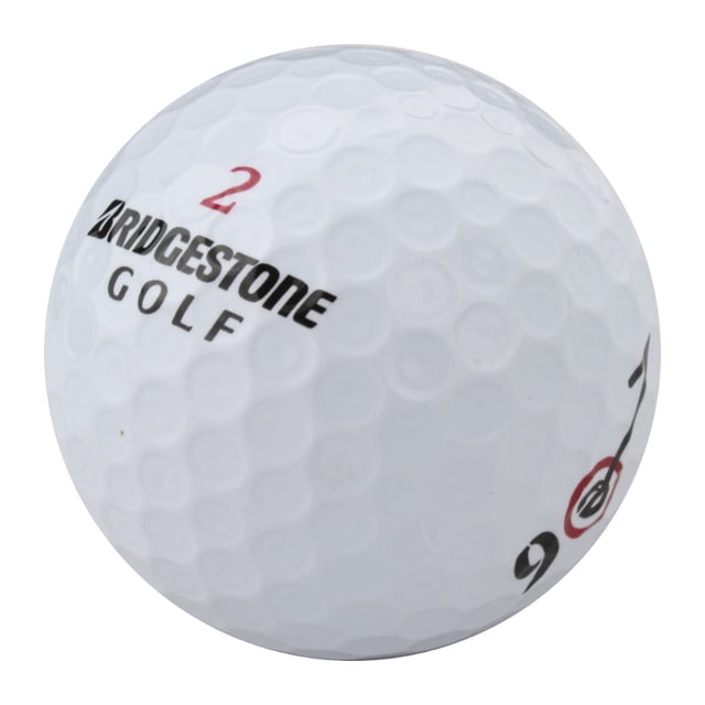 12 Bridgestone e6 4A by Mulligan Golf Balls, shown in a close-up of a white golf ball with Bridgestone Golf branding and a red number 2. These used golf balls provide a soft feel, good distance, and control, making them ideal for beginners, casual golfers, and practice sessions. Packaged in eco-conscious recycled materials, they are cost-effective and reliable for regular games.