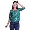 thumbnail image 1 of Moomaya Printed Keyhole Neck Ring Top Casual 3/4th Sleeve Tees Tank Tunic Top, 1 of 5