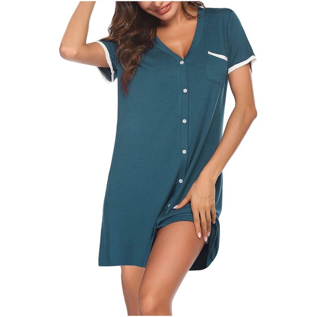 Gspmoly Robe pour Femme, Mode Femme Été Col en V Manches Courtes Couleur Contrastante pour la Maison Robe Courte Robes de Cocktail jusqu'à 60 % de Rabais