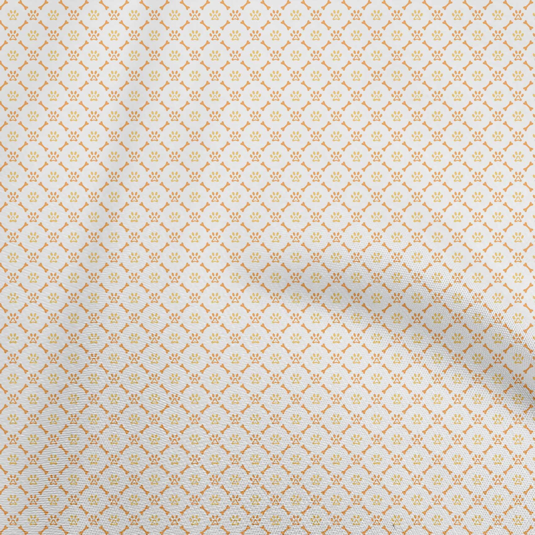 oneOone Cotton Poplin Orange Fabric Bone & Paw Sewing Craft Projects Fabric Prints By Yard 42 Inch Wide