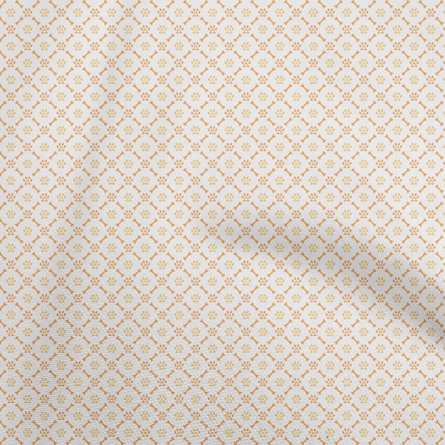 oneOone Cotton Poplin Orange Fabric Bone & Paw Sewing Craft Projects Fabric Prints By Yard 42 Inch Wide