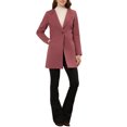thumbnail image 2 of INSPIRE CHIC Women's Half Lapel Long Sleeves One Button Winter Mid-Length Overcoat M Dusty Pink, 2 of 5
