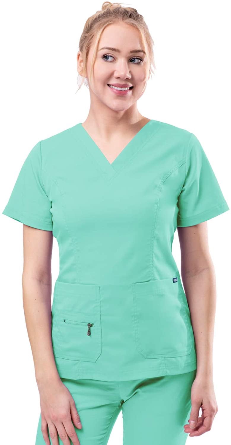 Adar Pro Scrubs for Women - Elevated V-Neck Scrub Top - P4212 - Aqua - 2X