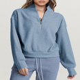 thumbnail image 2 of Solid Color Stand Collar Zipper Women‘s Loose Sweatshirt, 2 of 7