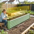 thumbnail image 3 of Outsunny 8x1.3x1.5ft Galvanized Raised Garden Bed, Open Bottom Light Green, 3 of 10