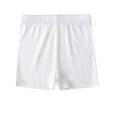 Povozer Shorts de Danse pour Filles Enfants, Couleur Unie, Respirants, Shorts de Vélo (Blanc, 10-12 Ans)